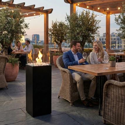 Șemineu pe bioetanol ALICANTE 26,5 x 80,5 cm, 2 kW, negru + husă de protecție