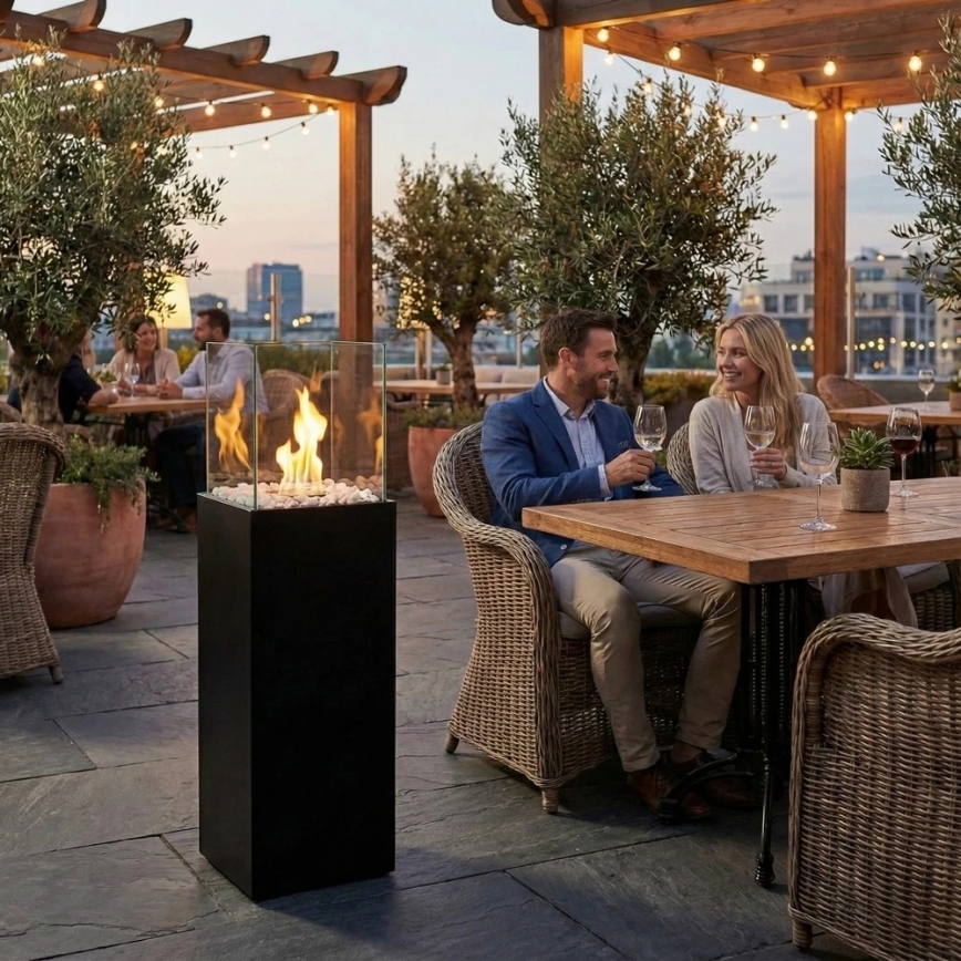 Șemineu pe bioetanol ALICANTE 26,5 x 80,5 cm, 2 kW, negru + husă de protecție