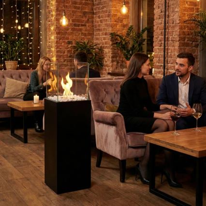 Șemineu pe bioetanol ALICANTE 26,5 x 80,5 cm, 2 kW, negru + husă de protecție