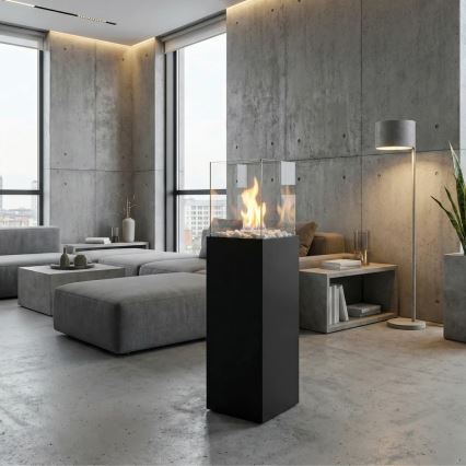 Șemineu pe bioetanol ALICANTE 26,5 x 80,5 cm, 2 kW, negru + husă de protecție