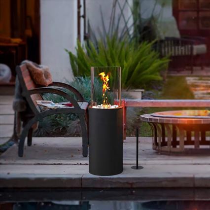 Șemineu pe bioetanol ROMA 26,5x80,5 cm 2kW negru + husă de protecție