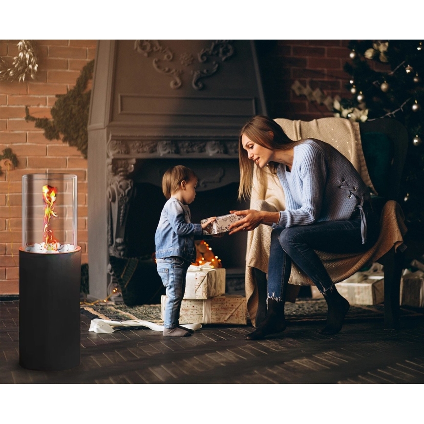 Șemineu pe bioetanol ROMA 26,5x80,5 cm 2kW negru + husă de protecție