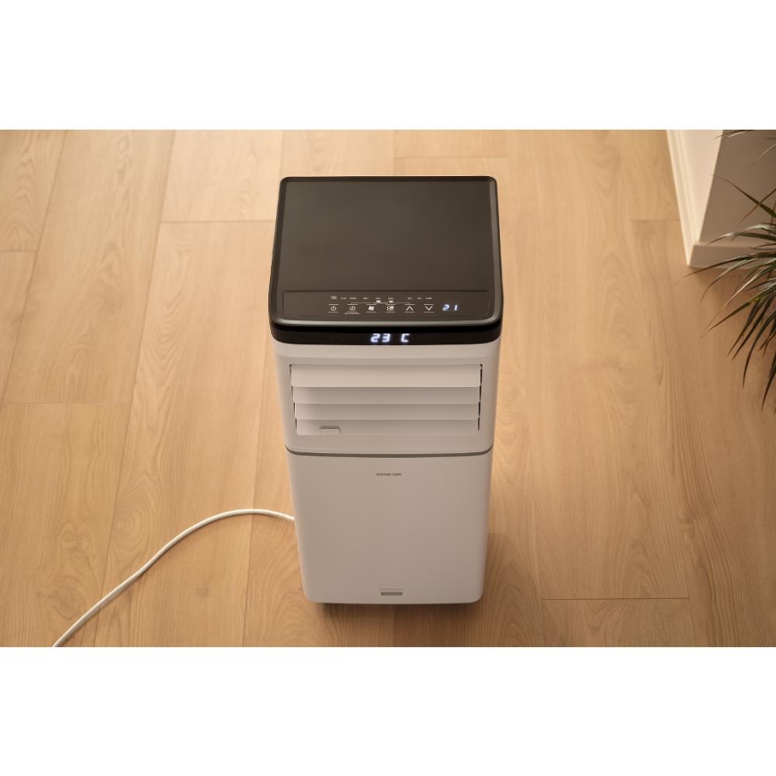 Sencor - Aparat de aer condiționat portabil inteligent 3-în-1, inclusiv accesorii complete, 1020 W/230 V, 10.000 BTU, Wi-Fi, alb + telecomandă