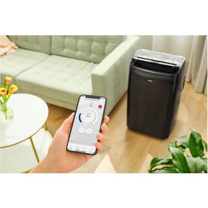 Sencor - Aer condiționat mobil inteligent 4 în 1 cu accesorii complete 900W/230V 9000 BTU Wi-Fi negru + telecomandă
