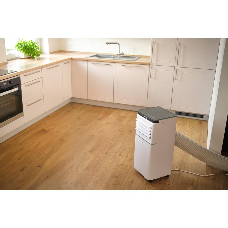 Sencor - Climatizor mobil inteligent 3 în 1, 815 W / 230 V, 8000 BTU, Wi‑Fi, alb, cu telecomandă și accesorii complete incluse