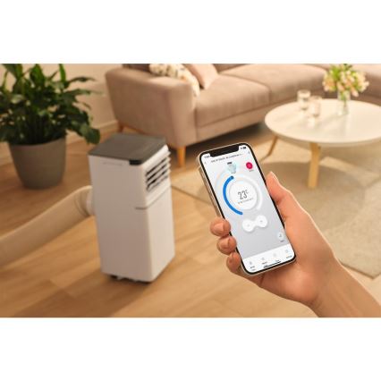 Sencor - Climatizor mobil inteligent 3 în 1, 815 W / 230 V, 8000 BTU, Wi‑Fi, alb, cu telecomandă și accesorii complete incluse