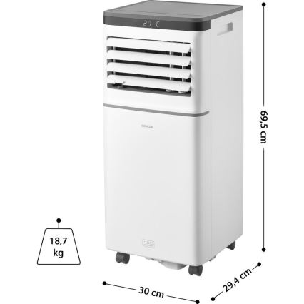 Sencor - Climatizor mobil inteligent 3 în 1, 815 W / 230 V, 8000 BTU, Wi‑Fi, alb, cu telecomandă și accesorii complete incluse