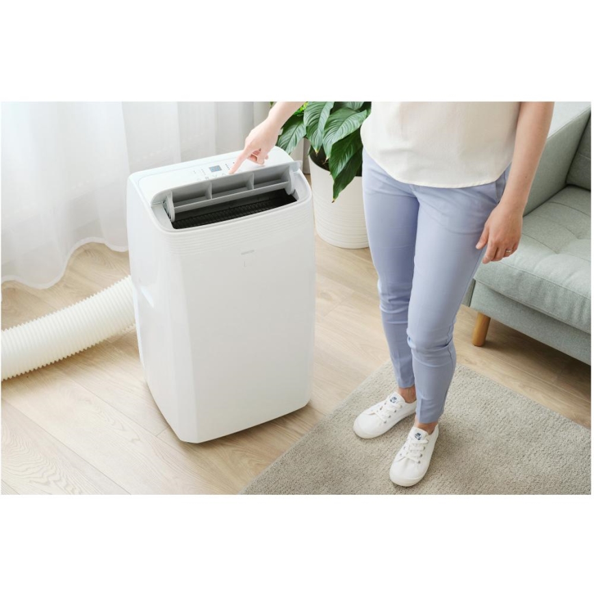 Sencor - Aparat de aer condiționat portabil inteligent 5 în 1, cu accesorii complete, 733 W/230 V, 9000 BTU, Wi‑Fi, alb + telecomandă