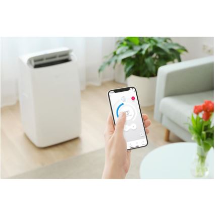 Sencor - Aparat de aer condiționat portabil inteligent 5 în 1, cu accesorii complete, 733 W/230 V, 9000 BTU, Wi‑Fi, alb + telecomandă