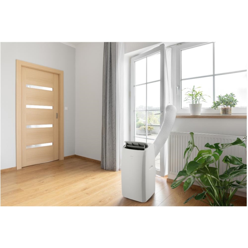 Sencor - Aparat de aer condiționat portabil inteligent 5 în 1, cu accesorii complete, 733 W/230 V, 9000 BTU, Wi‑Fi, alb + telecomandă