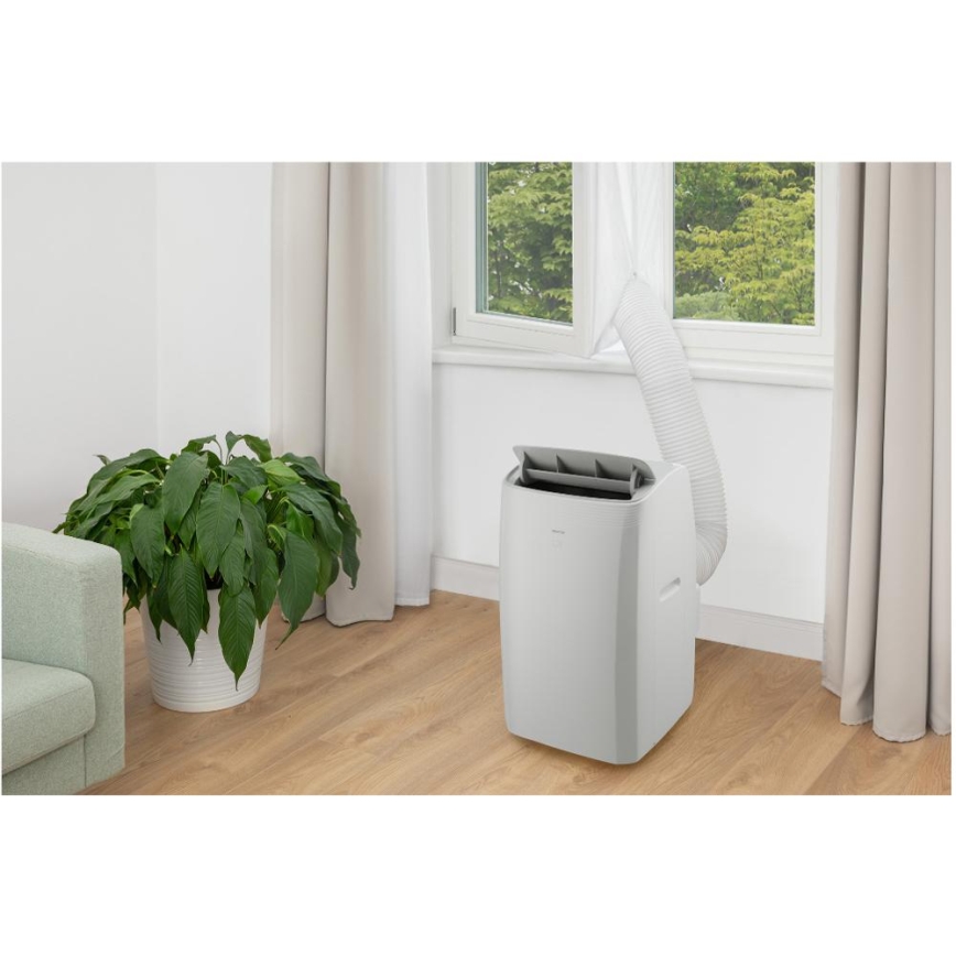 Sencor - Aparat de aer condiționat portabil inteligent 5 în 1, cu accesorii complete, 733 W/230 V, 9000 BTU, Wi‑Fi, alb + telecomandă
