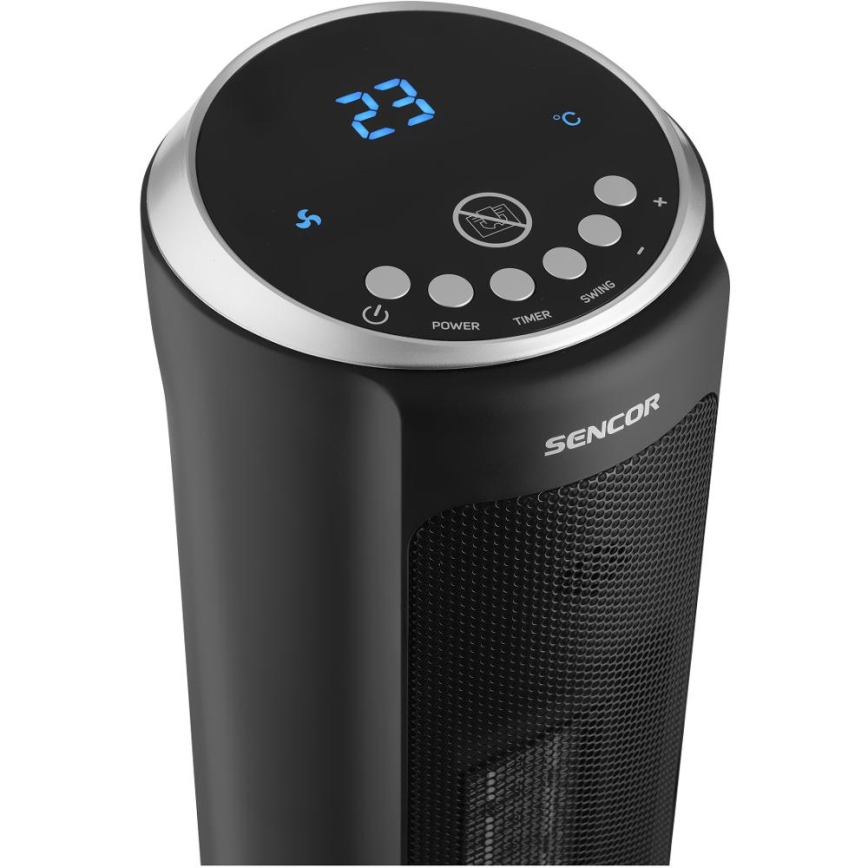 Sencor - Ventilator cu element de încălzire ceramic 1300/2200W/230V negru + telecomandă inclusă