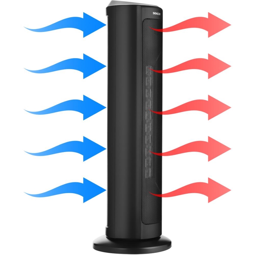 Sencor - Ventilator cu element de încălzire ceramic 1300/2200W/230V negru + telecomandă inclusă