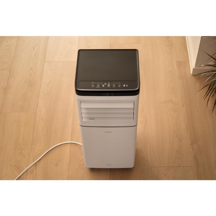 Sencor - Aer condiționat mobil inteligent 3-în-1, inclusiv accesorii complete, 760W/230V, 7000 BTU, Wi-Fi, alb, cu telecomandă