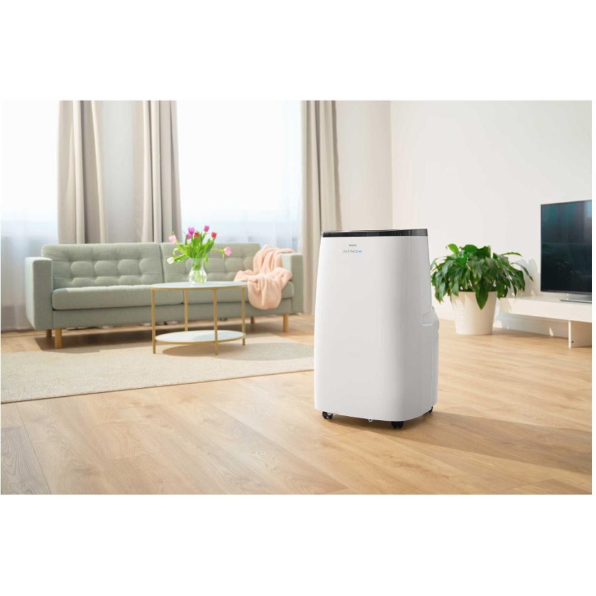 Sencor - Aparat de aer condiționat portabil inteligent 4 în 1, cu accesorii complete, 1750W/230V, 18000 BTU, Wi-Fi, alb + telecomandă