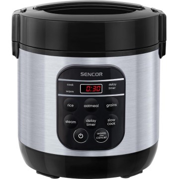 Sencor - Aparat de gătit orez multifuncțional 350 W/230 V, 0,6 l, inox/negru