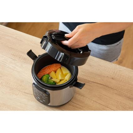 Sencor - Aparat de gătit orez multifuncțional 350 W/230 V, 0,6 l, inox/negru