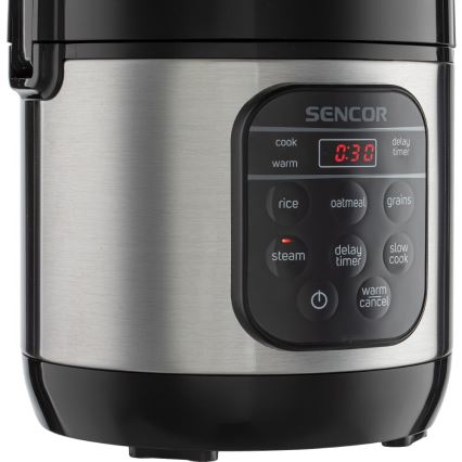 Sencor - Aparat de gătit orez multifuncțional 350 W/230 V, 0,6 l, inox/negru