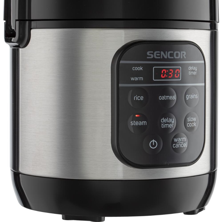 Sencor - Aparat de gătit orez multifuncțional 350 W/230 V, 0,6 l, inox/negru