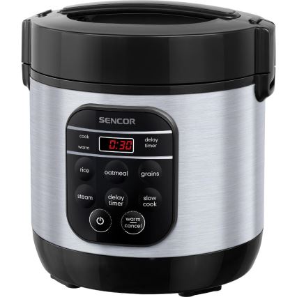 Sencor - Aparat de gătit orez multifuncțional 350W/230V 0,6 l inox/negru