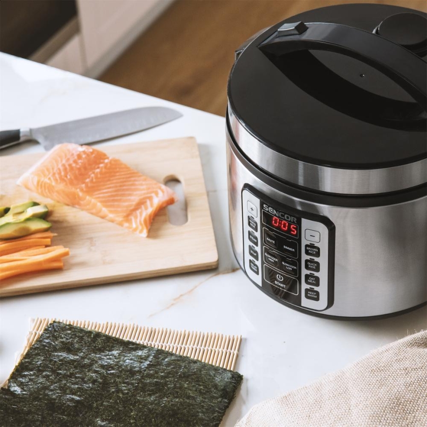 Sencor - Aparat de gătit orez multifuncțional 700W/230V 1,5 l inox/negru