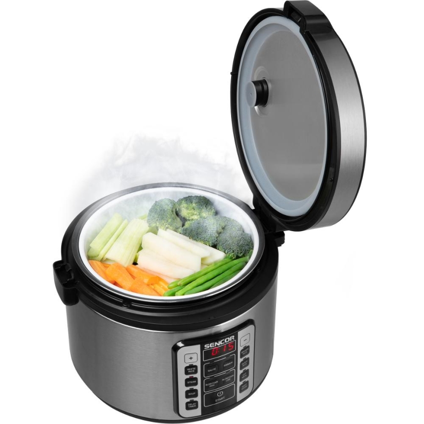 Sencor - Aparat de gătit orez multifuncțional 700W/230V 1,5 l inox/negru