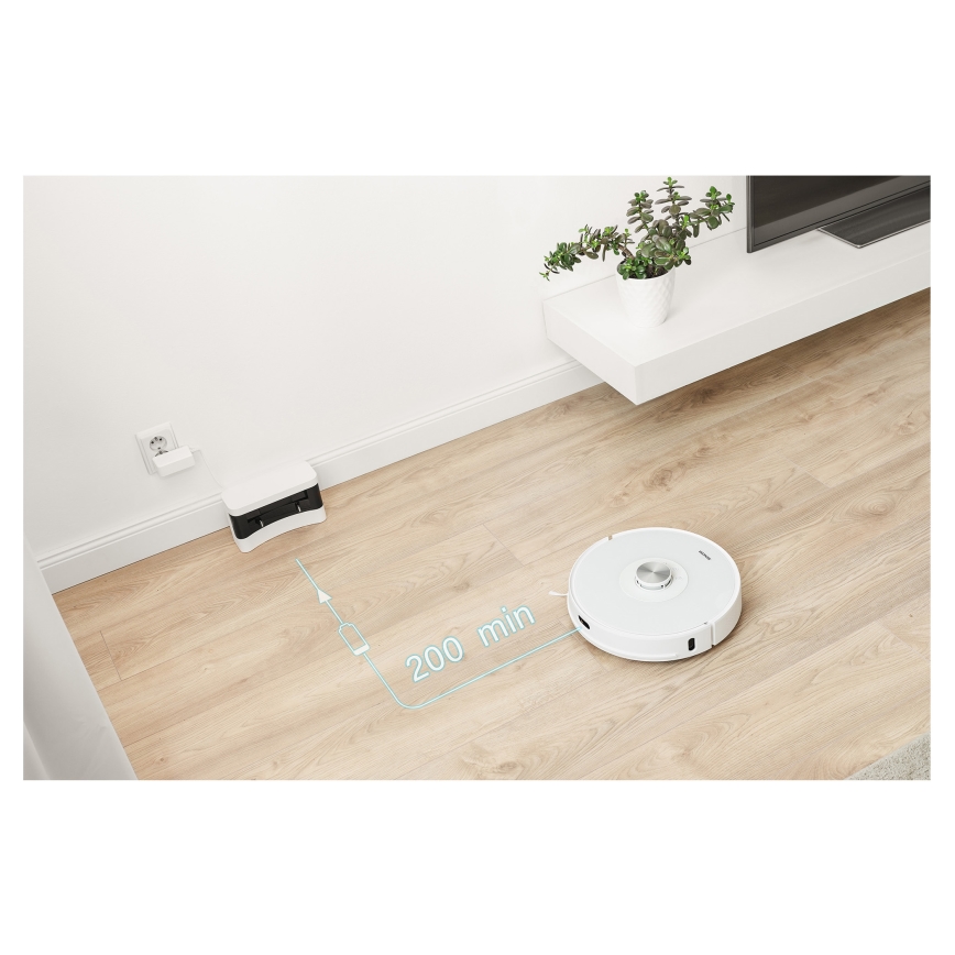 Sencor - Aspirator robot 2-în-1 cu mop, 50 W / 5000 mAh, Wi‑Fi, alb, cu telecomandă
