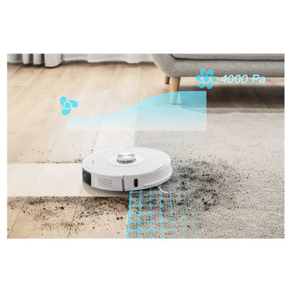 Sencor - Aspirator robot 2-în-1 cu mop, 50 W / 5000 mAh, Wi‑Fi, alb, cu telecomandă