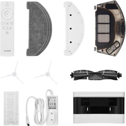 Sencor - Aspirator robot 2-în-1 cu mop, 50 W / 5000 mAh, Wi‑Fi, alb, cu telecomandă