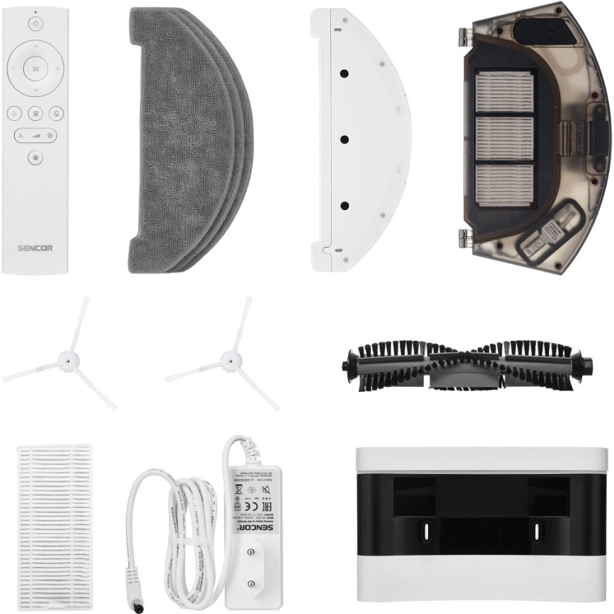 Sencor - Aspirator robot 2-în-1 cu mop, 50 W / 5000 mAh, Wi‑Fi, alb, cu telecomandă