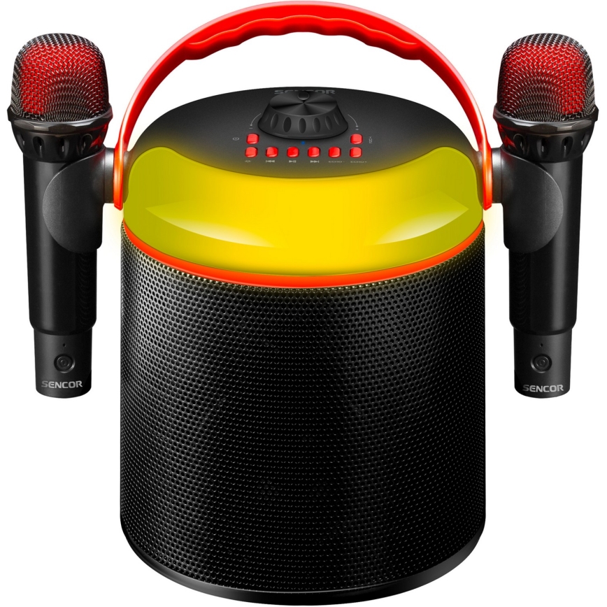 Sencor - Difuzor LED cu microfoane wireless 4000 mAh + 2x 1200 mAh
