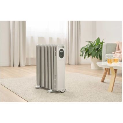 Sencor - Radiator cu ulei, 13 elemente, 1000/2500 W, 230 V, alb, telecomandă inclusă