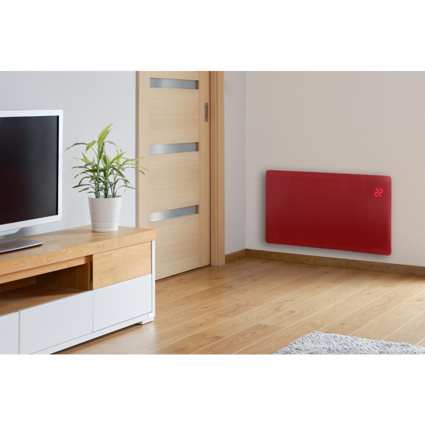 Sencor - Convector electric inteligent 1200/2400 W, 230 V, IP24, Wi-Fi, roșu