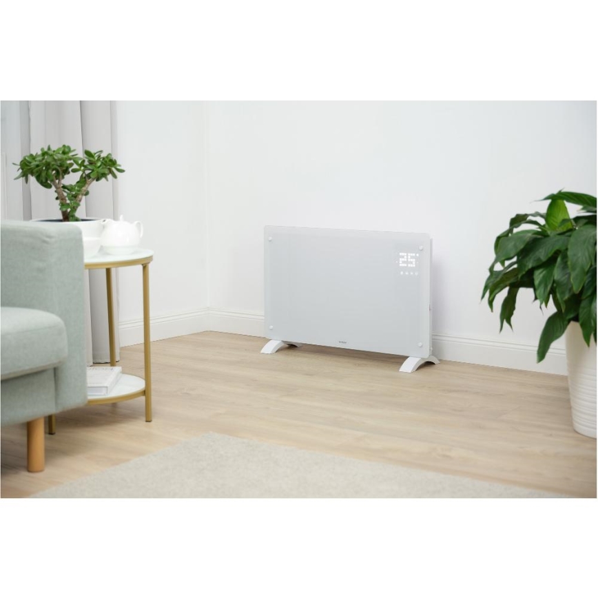 Sencor - Convector/încălzitor electric inteligent 2000 W, 230 V, IP24, Wi‑Fi, alb, cu telecomandă