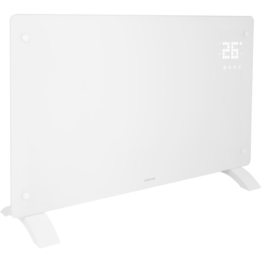 Sencor - Convector/încălzitor electric inteligent 2000 W, 230 V, IP24, Wi‑Fi, alb, cu telecomandă