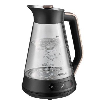 Sencor - Fierbător electric cu reglare a temperaturii, 1,5 l, 2150 W/230 V, negru/aur roz