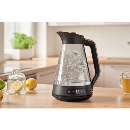 Sencor - Fierbător electric cu reglare a temperaturii, 1,5 l, 2150 W/230 V, negru/aur roz
