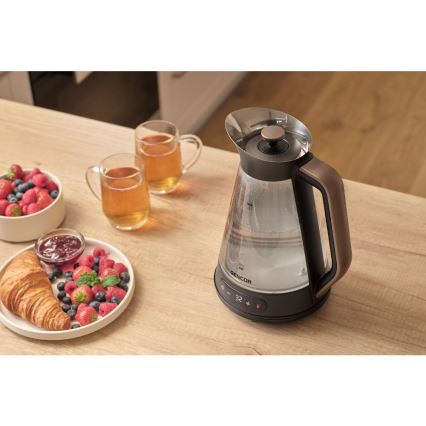 Sencor - Fierbător electric cu reglare a temperaturii, 1,5 l, 2150 W/230 V, negru/aur roz