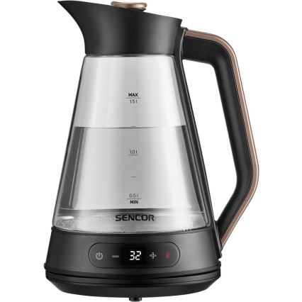 Sencor - Fierbător electric cu reglare a temperaturii, 1,5 l, 2150 W/230 V, negru/aur roz