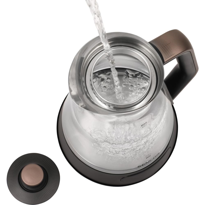 Sencor - Fierbător electric cu reglare a temperaturii, 1,5 l, 2150 W/230 V, negru/aur roz