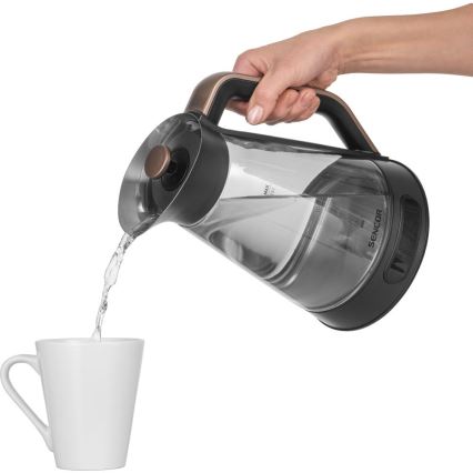 Sencor - Fierbător electric cu reglare a temperaturii, 1,5 l, 2150 W/230 V, negru/aur roz