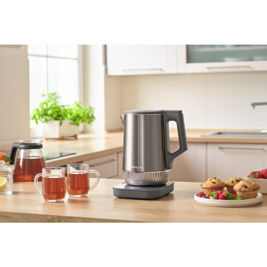 Sencor - Fierbător electric cu reglare a temperaturii 1,7 l 1800W/230V inox