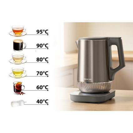 Sencor - Fierbător electric cu reglare a temperaturii 1,7 l 1800W/230V inox