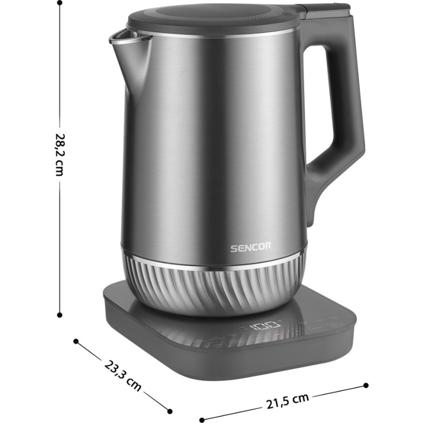 Sencor - Fierbător electric cu reglare a temperaturii 1,7 l 1800W/230V inox