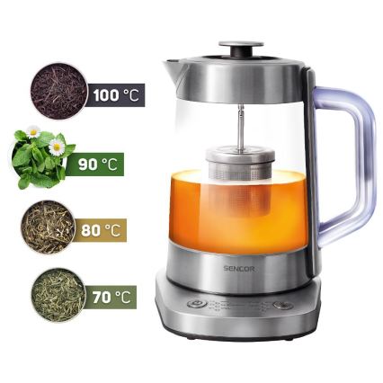 Sencor - Fierbător electric cu termostat 1,5 l 1500W/230V inox