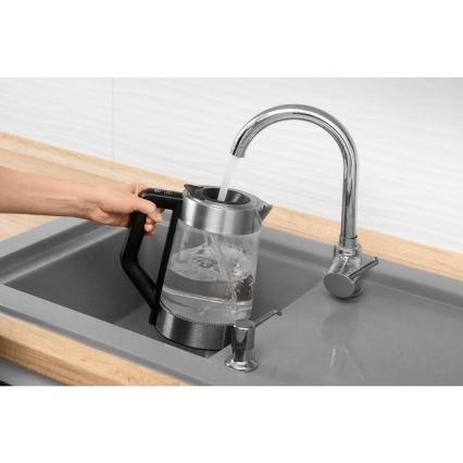 Sencor - Fierbător electric rapid cu reglaj de temperatură, 1,7 l, 2200 W / 230 V, crom mat / negru