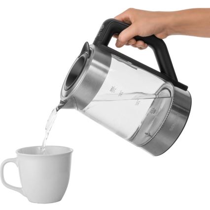 Sencor - Fierbător electric rapid cu reglaj de temperatură, 1,7 l, 2200 W / 230 V, crom mat / negru