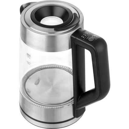 Sencor - Fierbător electric rapid cu reglaj de temperatură, 1,7 l, 2200 W / 230 V, crom mat / negru