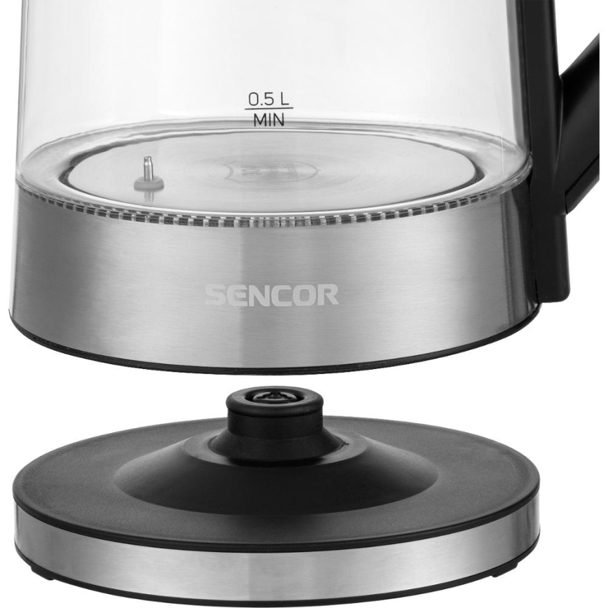 Sencor - Fierbător electric rapid cu reglaj de temperatură, 1,7 l, 2200 W / 230 V, crom mat / negru