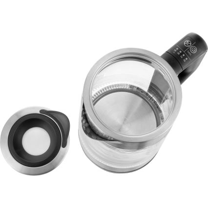 Sencor - Fierbător electric rapid cu reglaj de temperatură, 1,7 l, 2200 W / 230 V, crom mat / negru